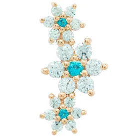 "Estrella" Threaded End in Gold with Paraiba Topaz' & Cyan CZ's