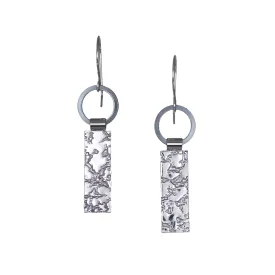 1 Tab Textured Earrings - Black and White Rhodium