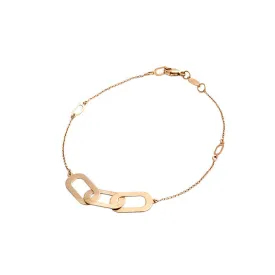 14 Karat Yellow Gold Polished and Brushed Three Station Bracelet