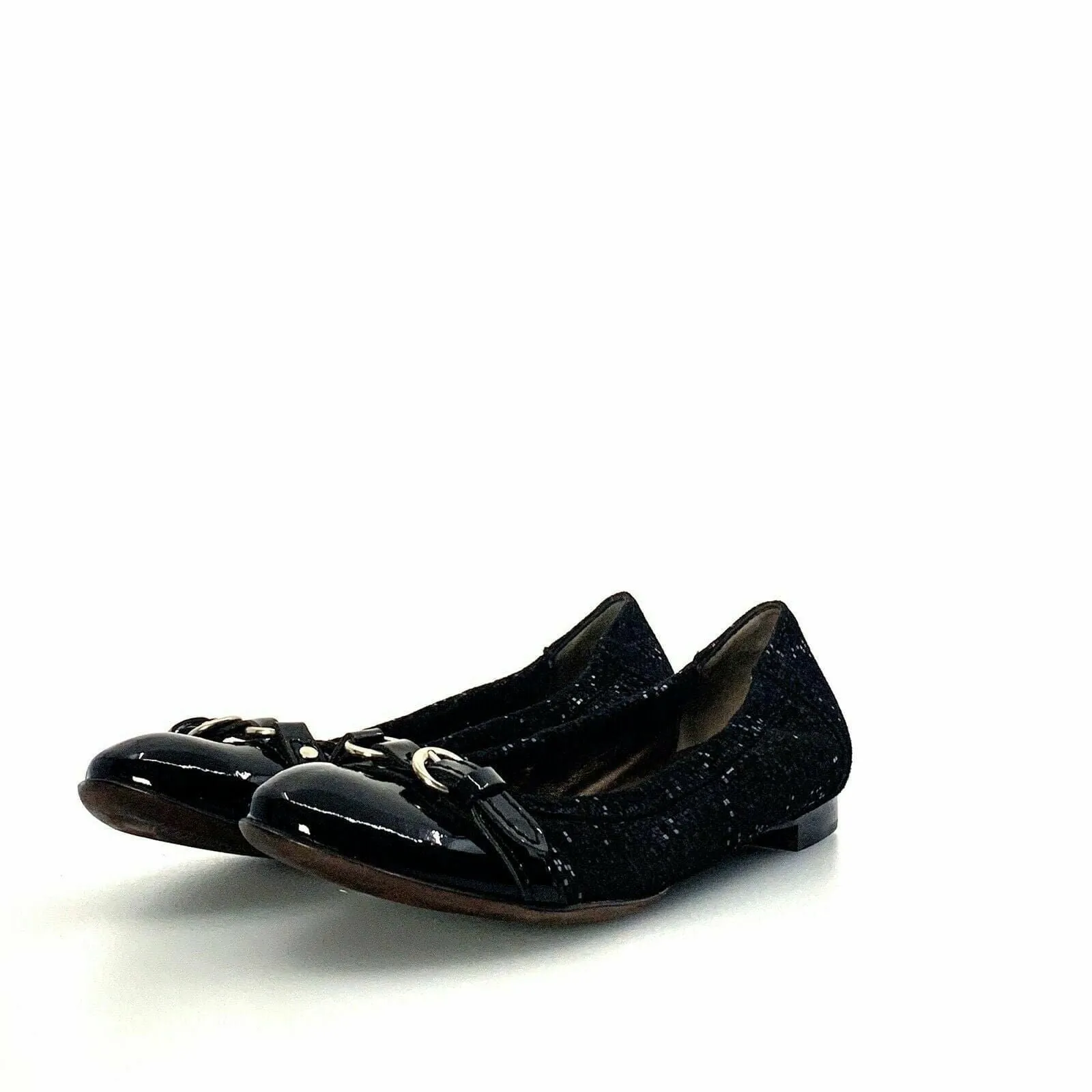 Attilio Giusto Leombruni Womens Size 5.5 Black Patent Leather Ballet Flats Shoes