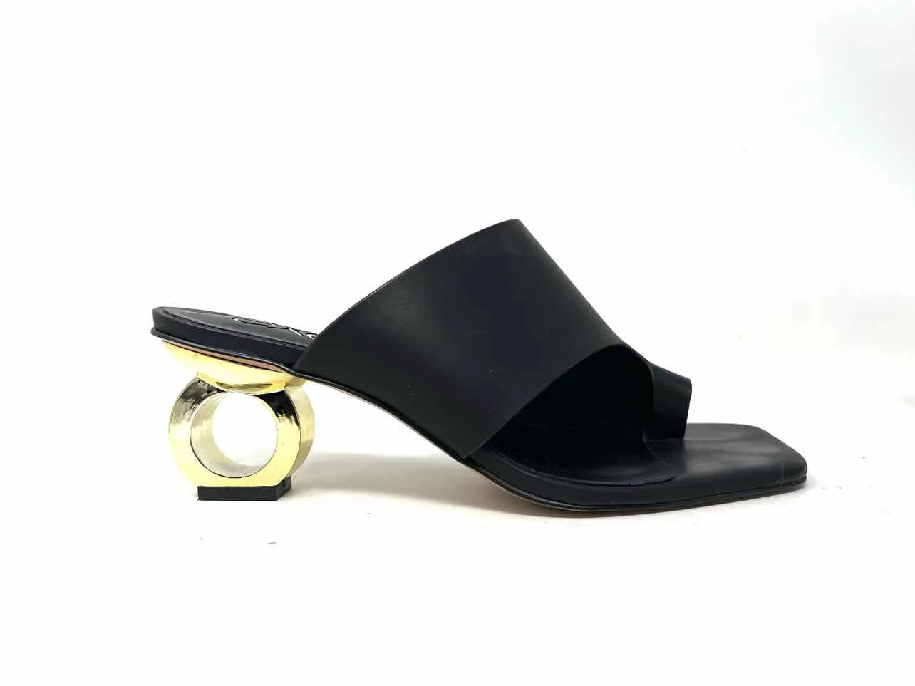 Exe Size 9 Black/Gold Solid Shoes Sandals Heels