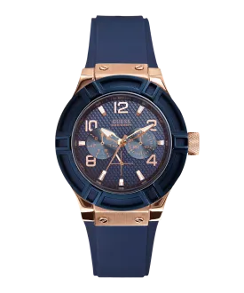 GUESS Ladies Blue Rose Gold Tone/Blue Multi-function Watch