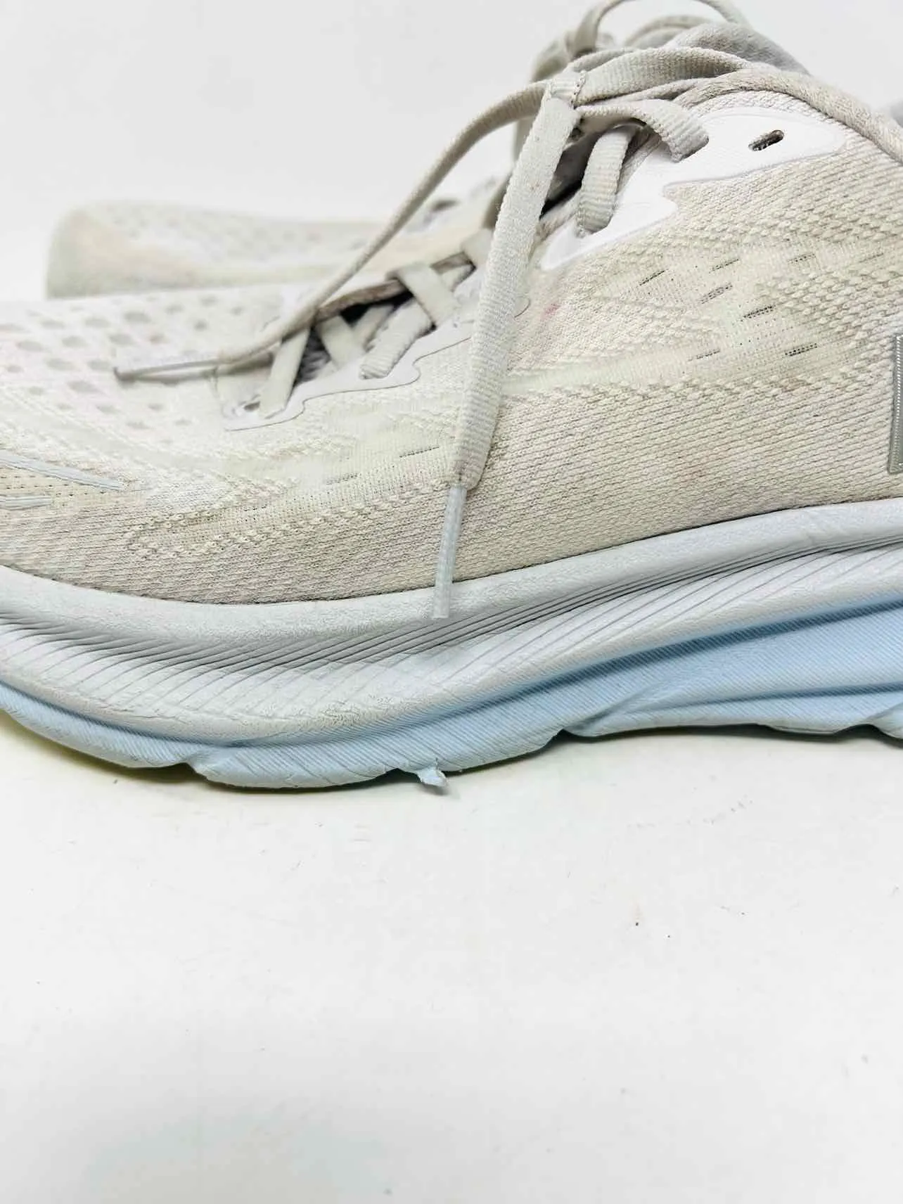 Hoka Size 9.5 Lt Gray/Blue Lace-Up AS IS Shoes Sneakers