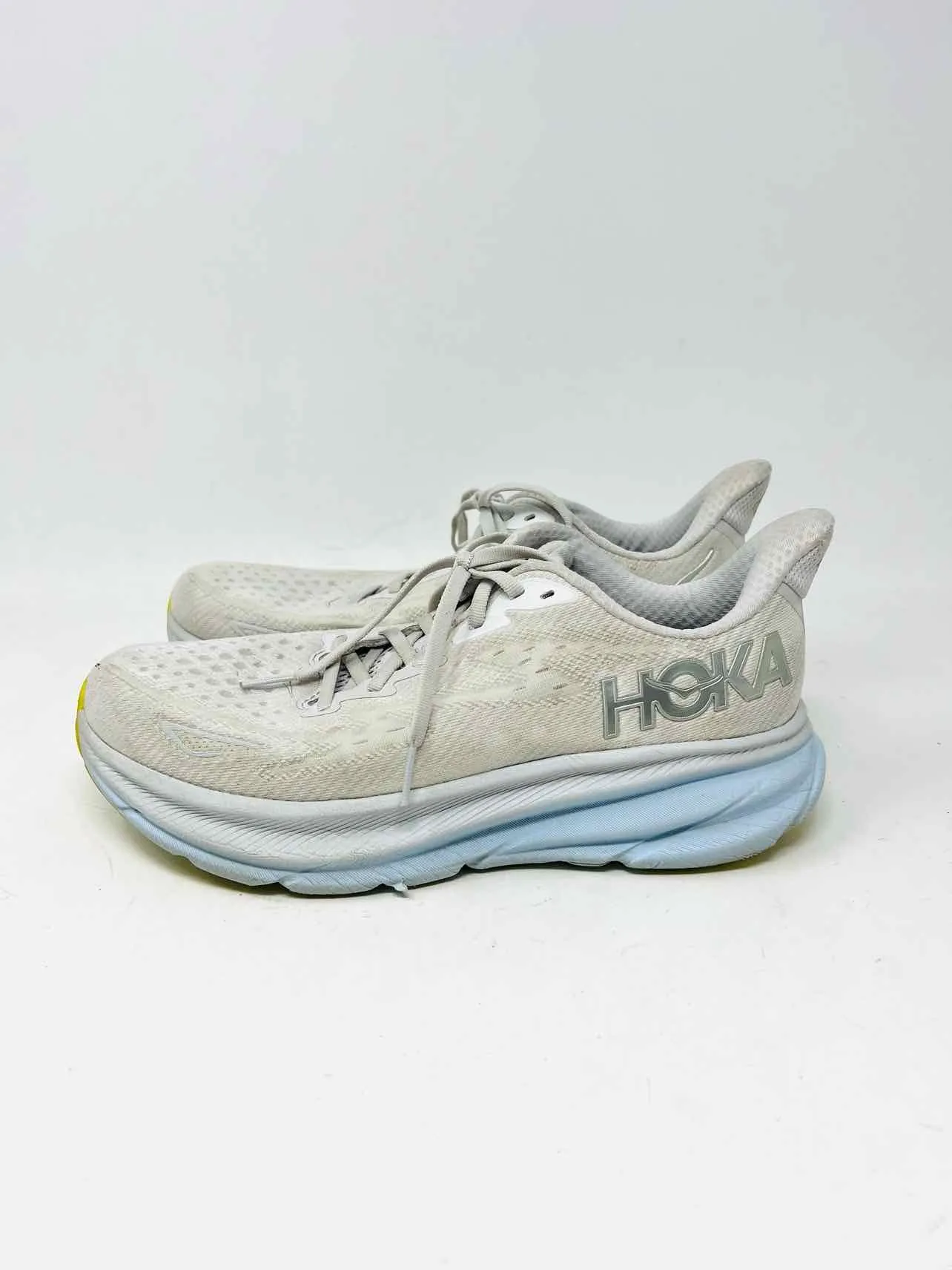 Hoka Size 9.5 Lt Gray/Blue Lace-Up AS IS Shoes Sneakers