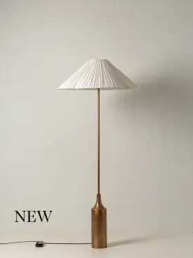 Lindi - aged brass and linen scalloped floor lamp