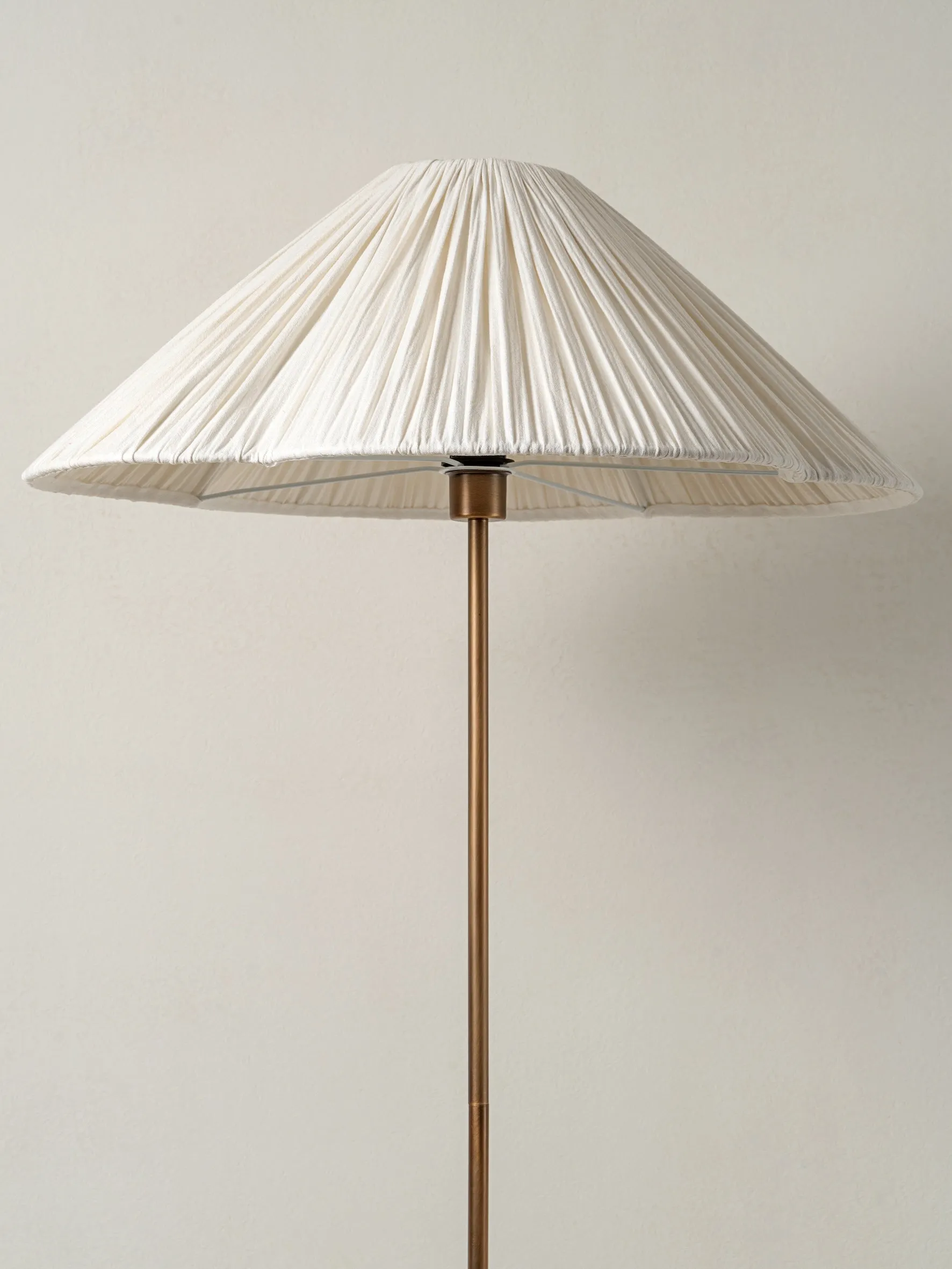 Lindi - aged brass and linen scalloped floor lamp