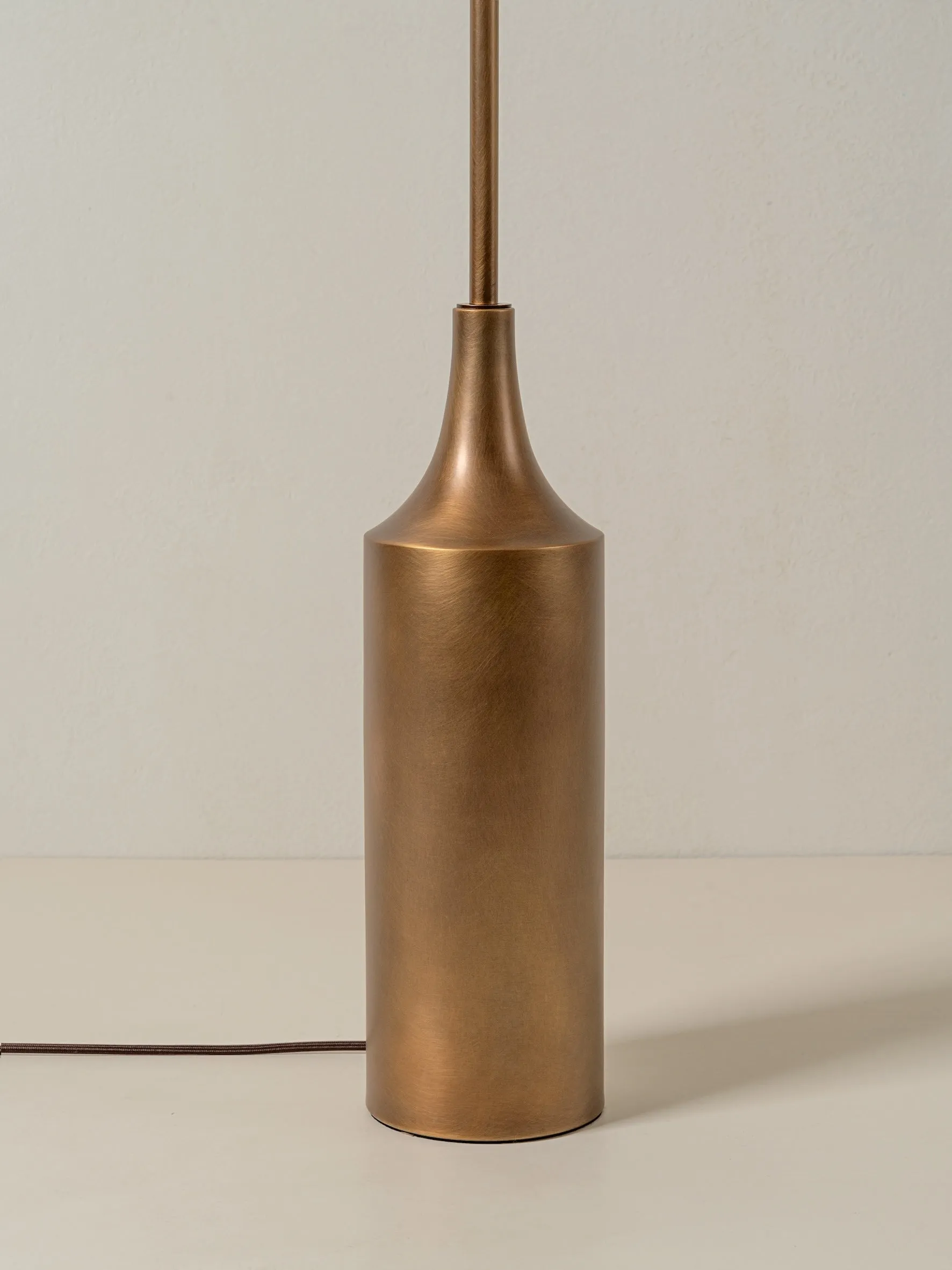 Lindi - aged brass and linen scalloped floor lamp