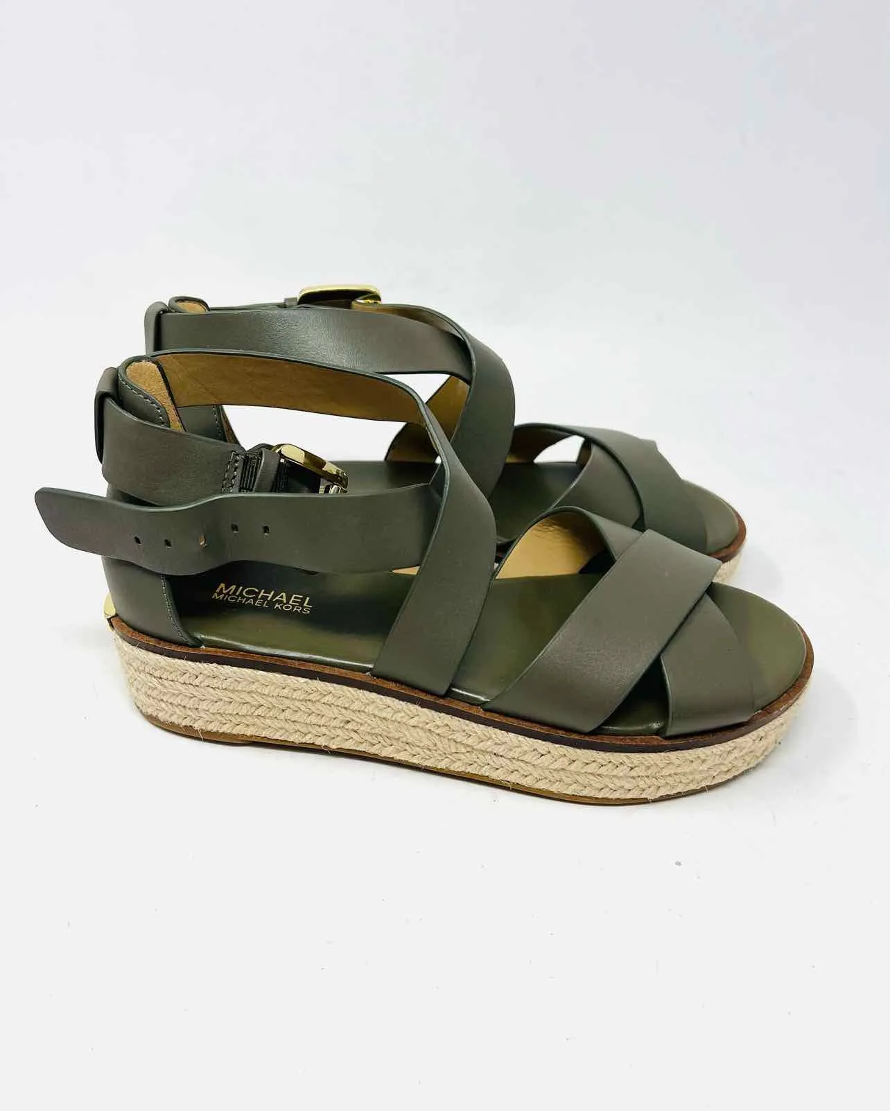 Michael Michael Kors Size 6 Olive Crisscross Espadrille Shoes Sandals