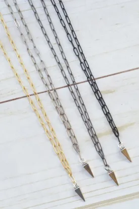 PAPERCLIP NECKLACE | SILVER PYRAMID CHARM