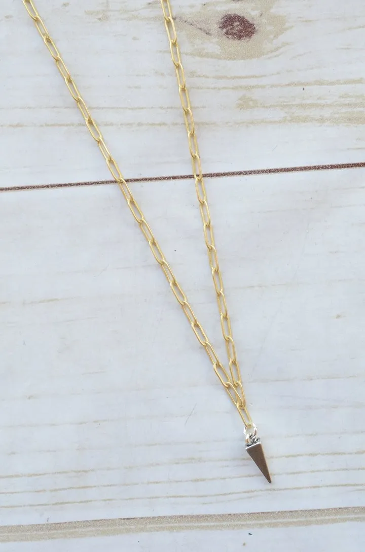 PAPERCLIP NECKLACE | SILVER PYRAMID CHARM