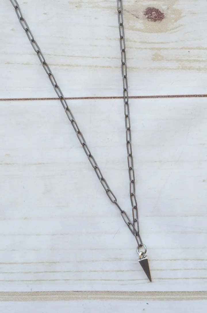 PAPERCLIP NECKLACE | SILVER PYRAMID CHARM