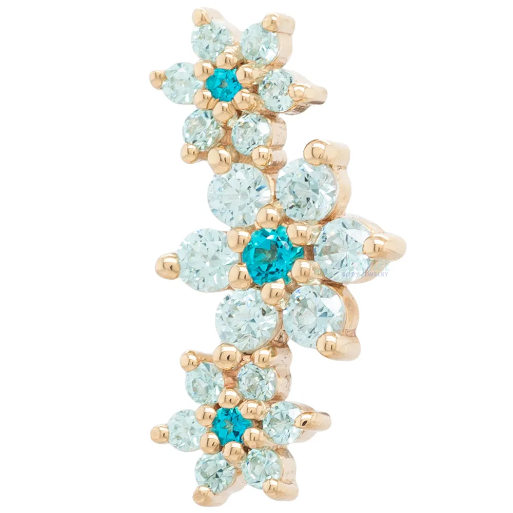 "Estrella" Threaded End in Gold with Paraiba Topaz' & Cyan CZ's