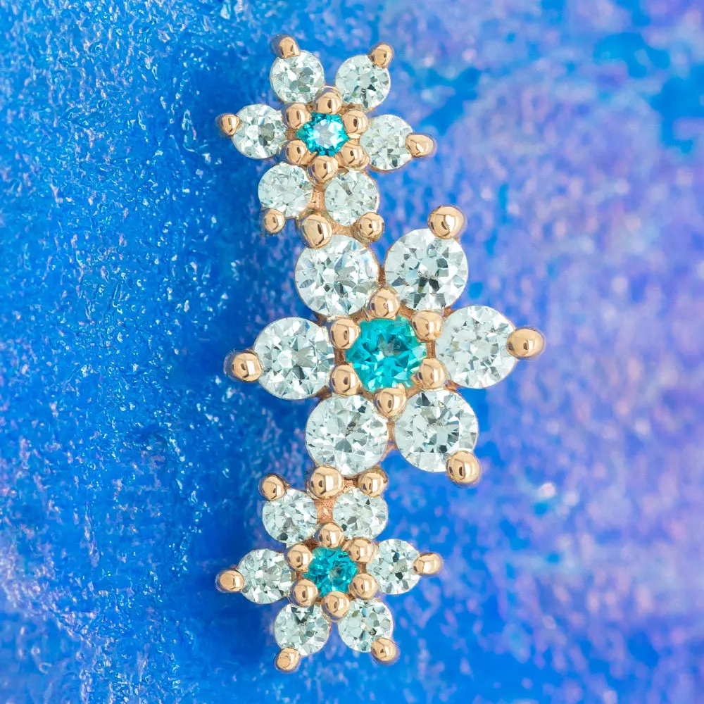 "Estrella" Threaded End in Gold with Paraiba Topaz' & Cyan CZ's