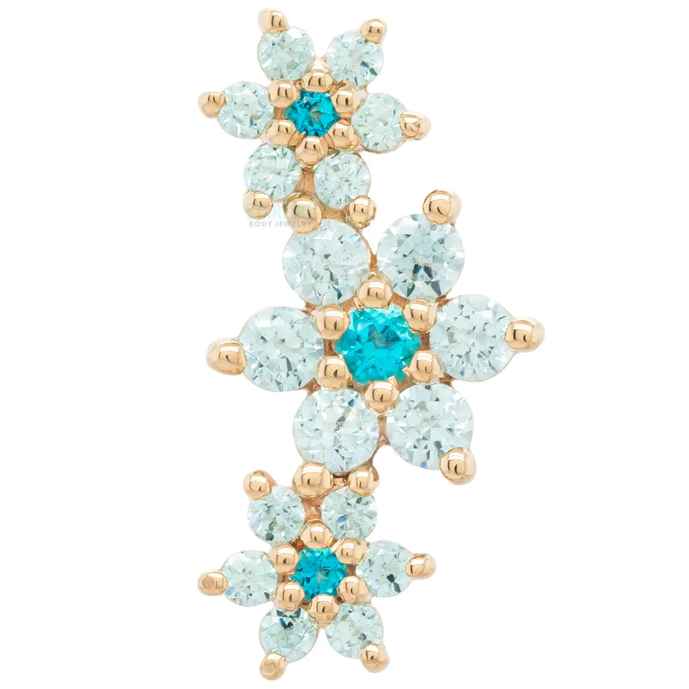 "Estrella" Threaded End in Gold with Paraiba Topaz' & Cyan CZ's