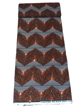 Red, Blue and White Zigzag African Print - CA281