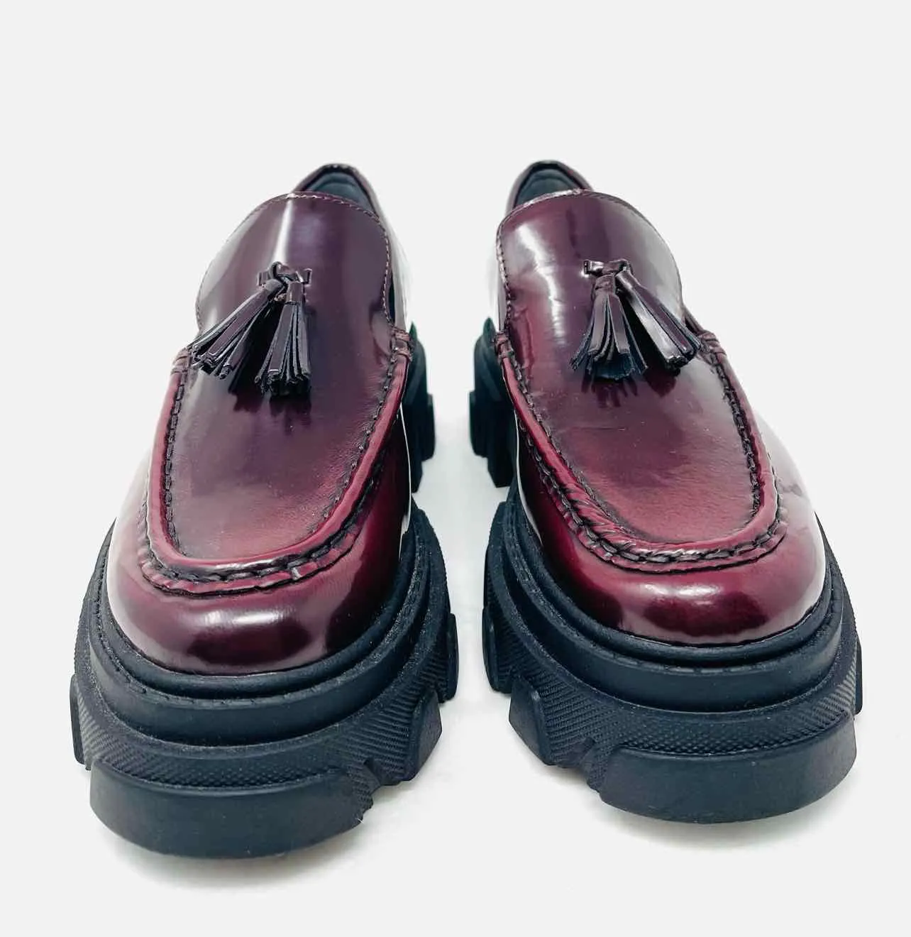 Sam Edelman Size 6.5 Burgundy Tassels Leather Shoes Loafers