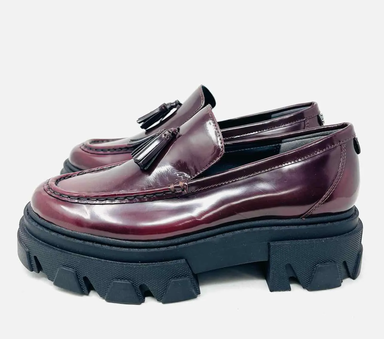 Sam Edelman Size 6.5 Burgundy Tassels Leather Shoes Loafers