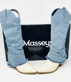 Size 8 Denim/White Color Block Frayed W/ BOX!!! Shoes Boots