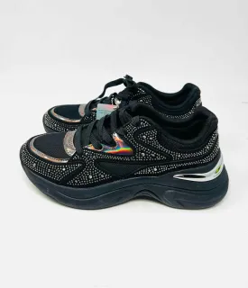 Skechers Size 6.5 Black/Pewter Slip-on Embellished NEW Shoes Sneakers