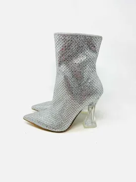 Steve Madden Size 7 Silver Rhinestones Metallic Shoes Ankle Boots