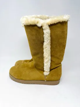 Target Size 9 Tan/Cream Faux Fur Suede Shoes Boots